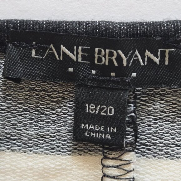 Lane Bryant Black White Rayon Horizontal Stripe High Low 3/4 Sleeve Top Sz 18/20 - Picture 14 of 15